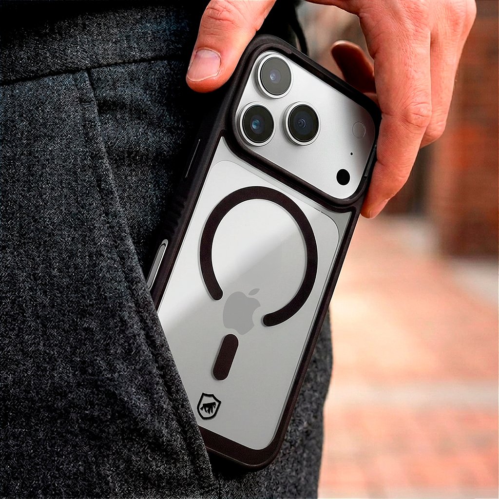 Capa para iPhone 18 Pro Max - Magsafe Wave Transparente - Preta - Gshield