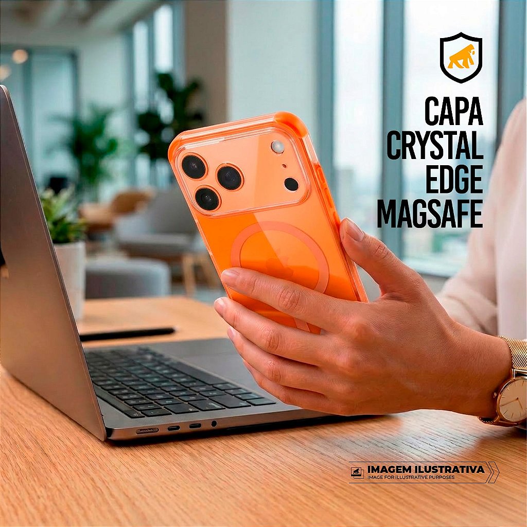 Capa para iPhone 18 Pro Max - Crystal Edge Magsafe - Laranja - NÃO AMARELA - Gshield