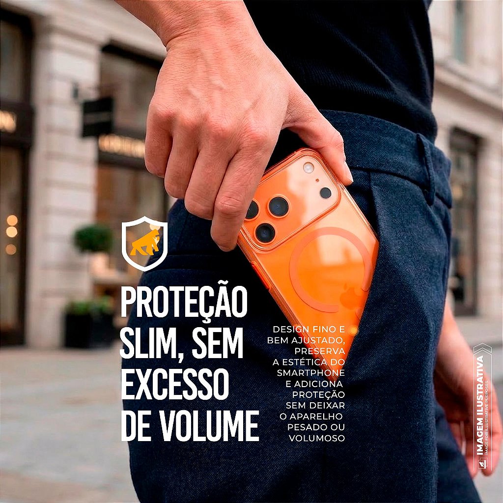 Capa para iPhone 18 Pro Max - Crystal Edge Magsafe - Laranja - NÃO AMARELA - Gshield