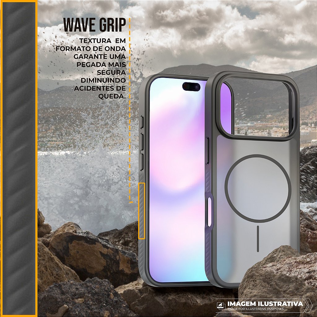 Capa para iPhone 18 Pro Max - Magsafe Wave Fumê - Preta - Gshield