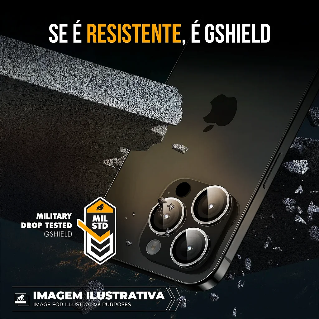Protetor de Lente para iPhone 18 Pro - Survivor - Transparente com molde aplicador - Frame para câmera - Gshield