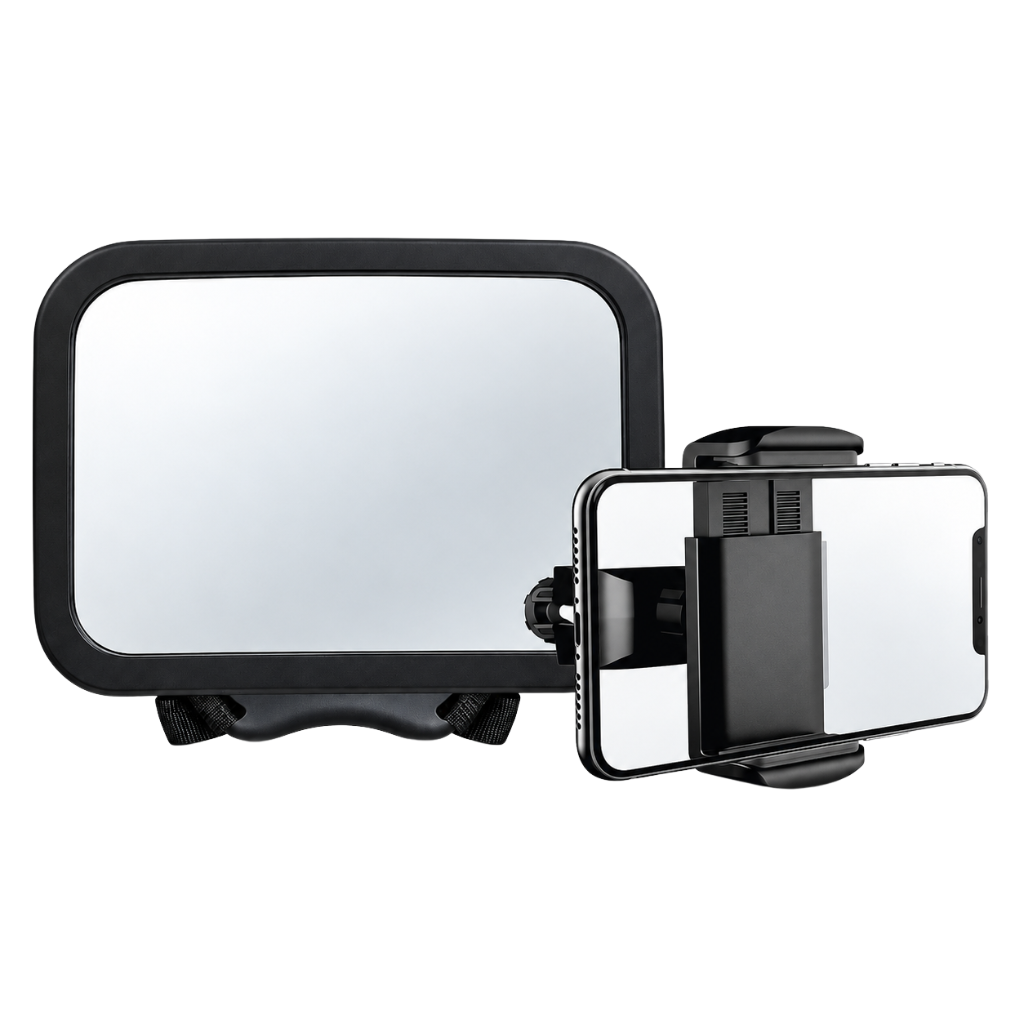 Kit Espelho Infantil Retrovisor com Ajuste 360° Armor + Suporte Veicular para Banco Traseiro com Rotação 360° Survivor – Gshield
