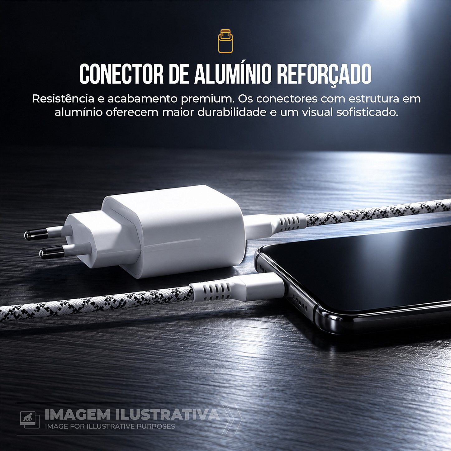 Cabo Tipo C / USB-A 1M Nylon Trançado, Carregamento Rápido 3A e Transferência de Dados 480Mbps - Branco - Fish Kevlar - foto 5