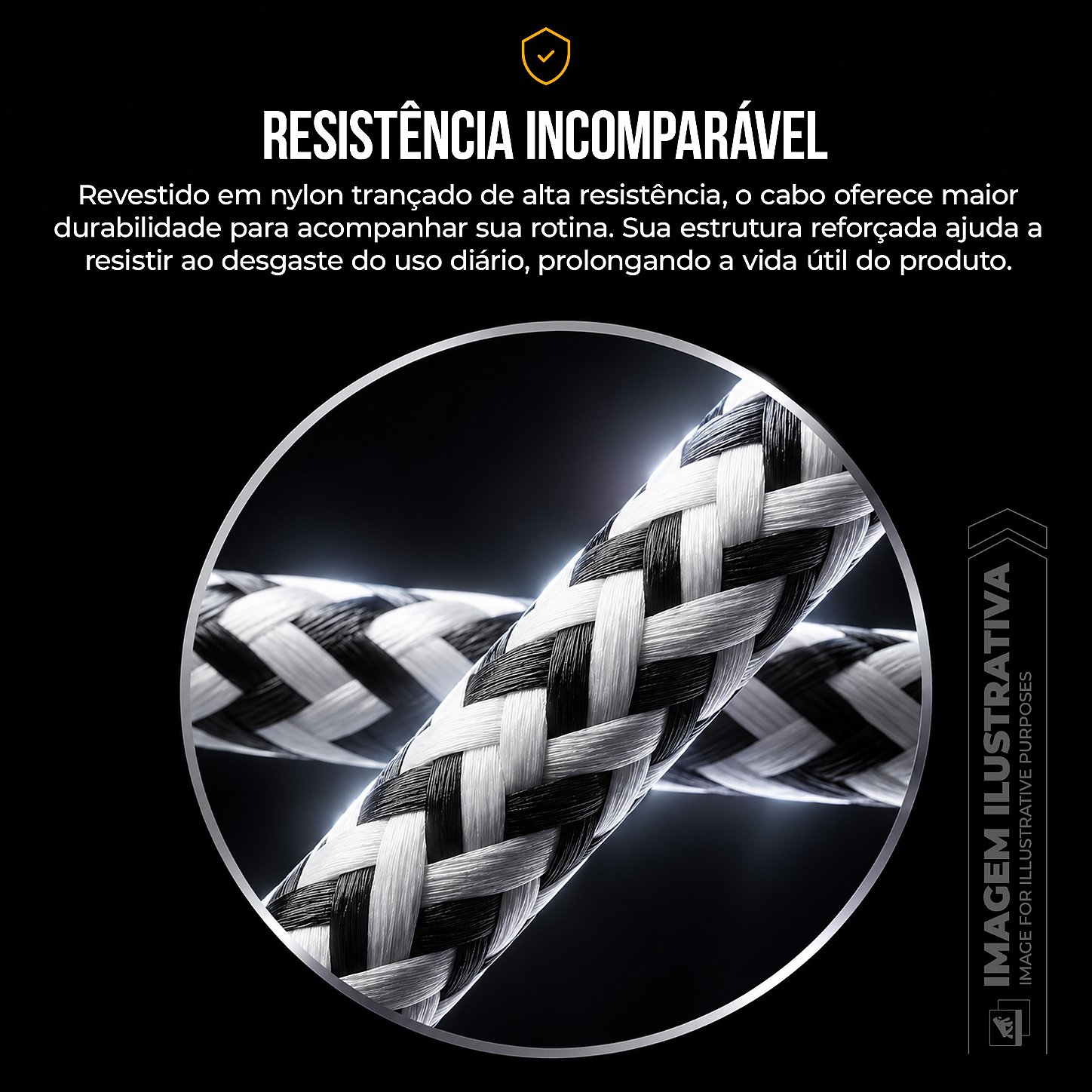 Cabo Lightning / USB-A | Micro USB -A |Tipo C / USB-A 1M Nylon Trançado, Carregamento Rápido 3A e Transferência de Dados 480Mbps - Branco - Fish Kevlar - foto 9