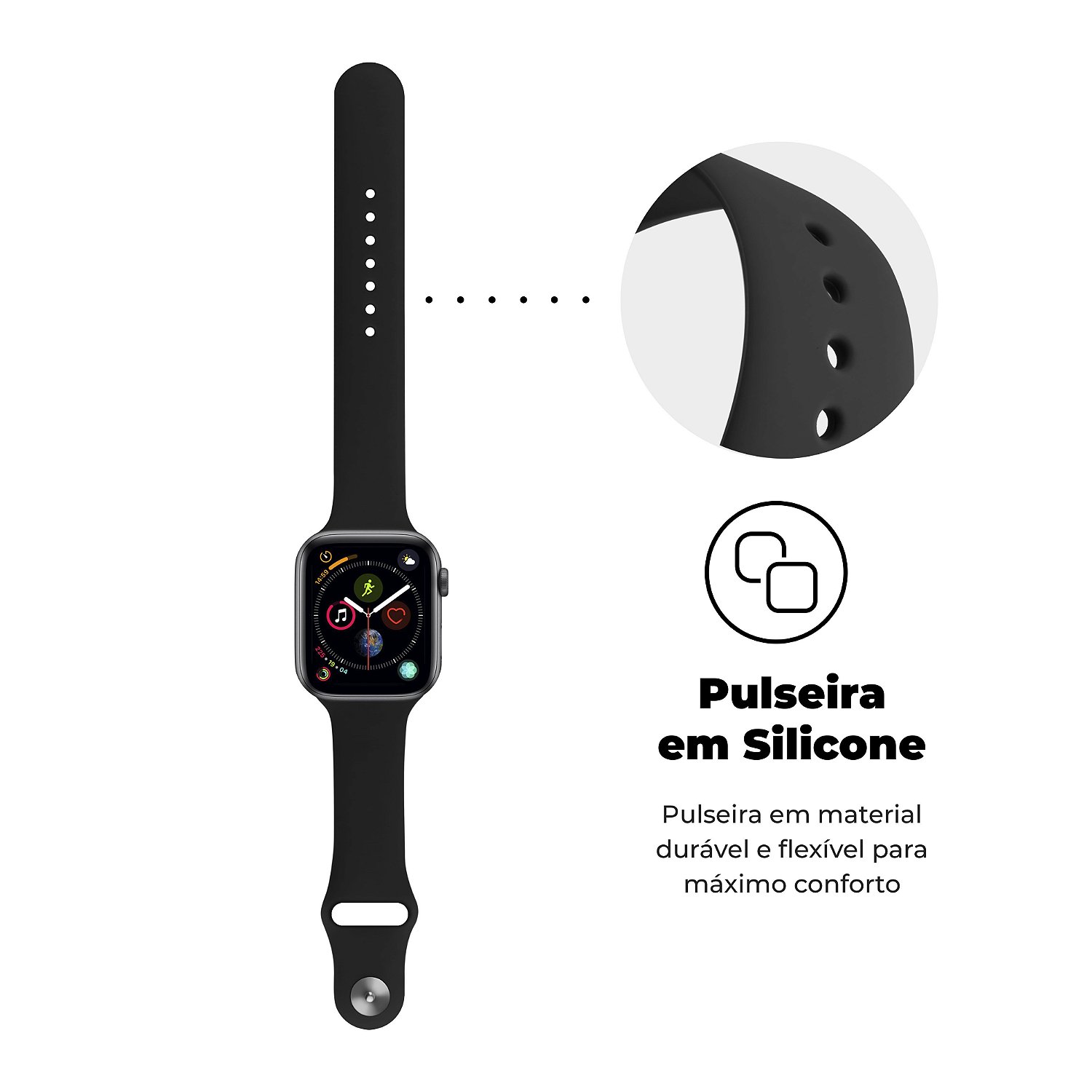 Pulseira para Apple Watch 42 / 44 / 45MM Ultra Fit - Preta - GShield