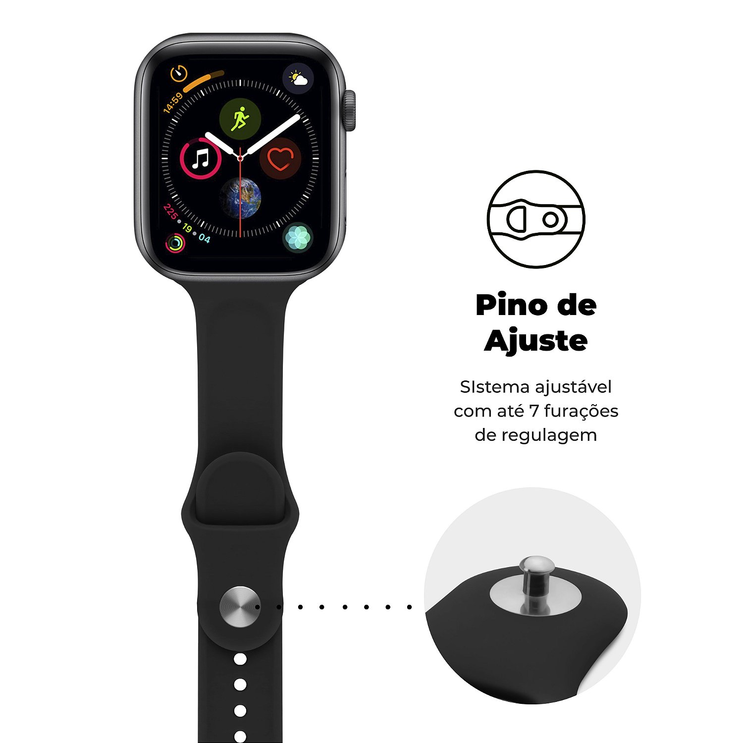 Pulseira para Apple Watch 42 / 44 / 45MM Ultra Fit - Preta - GShield