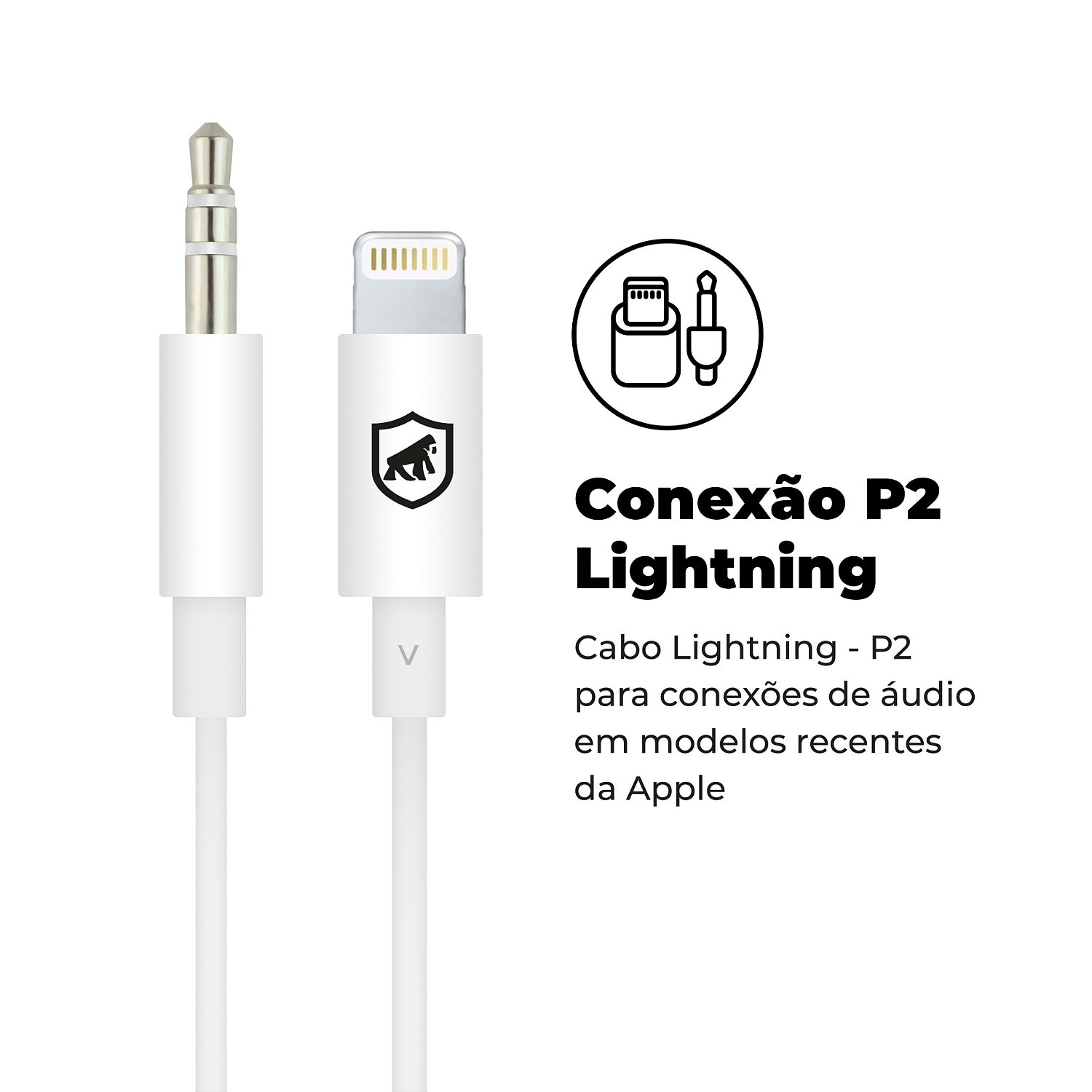 Cabo Auxiliar P2 para iPhone / P2 - Lightning - Gshield - foto 2