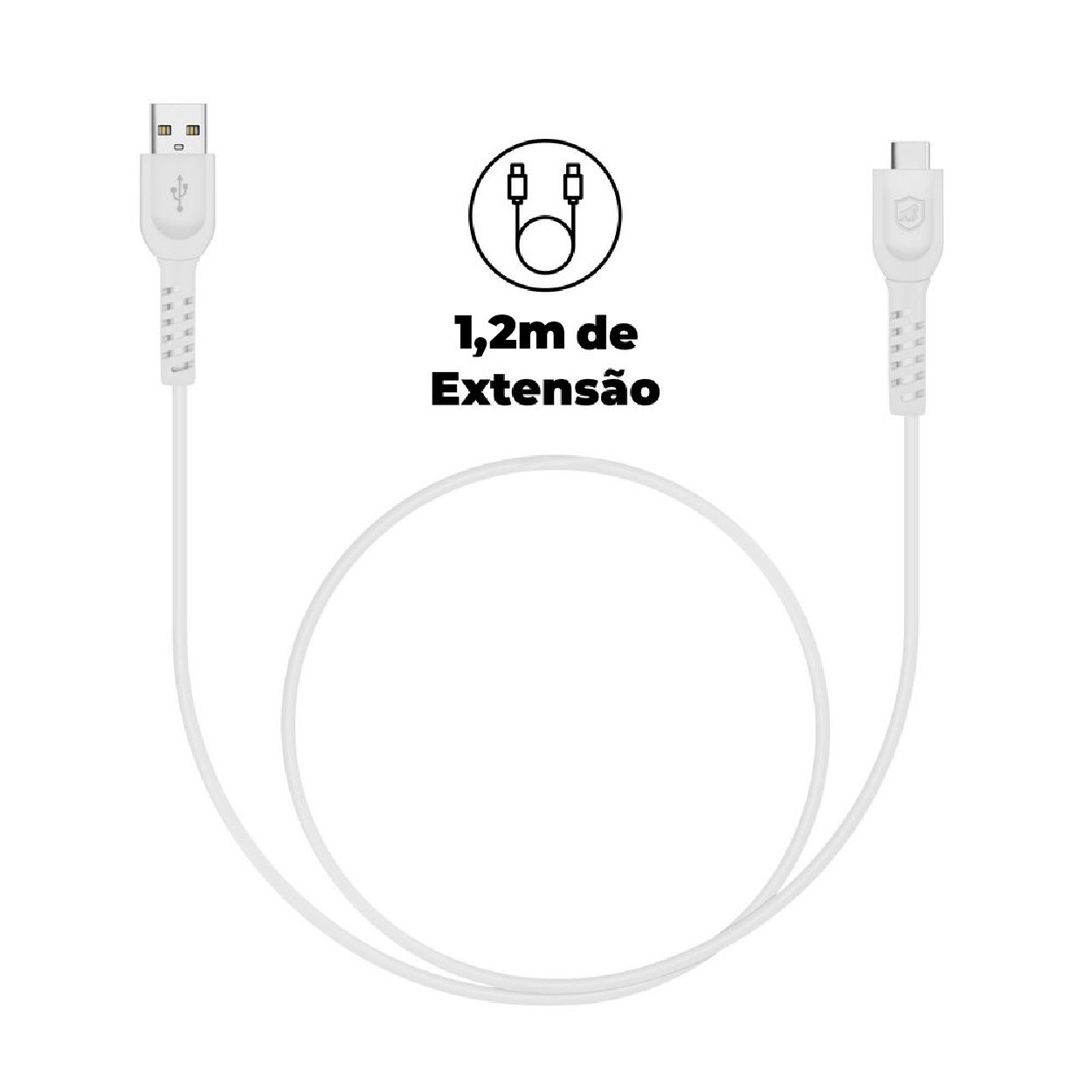 Cabo Dual Shock Micro Usb V8 - Branco - 1,2m - Gshield