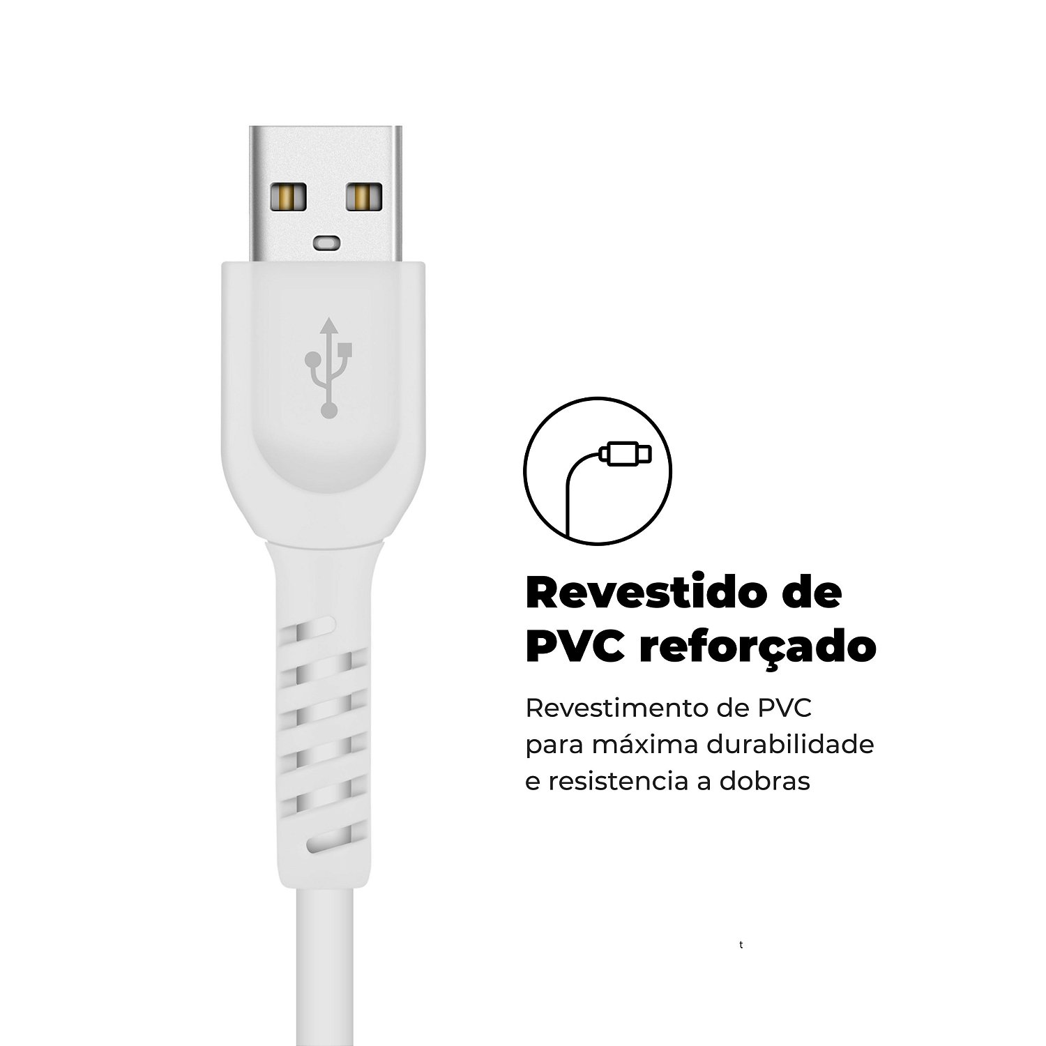 Cabo Dual Shock Micro Usb V8 - Branco - 1,2m - Gshield