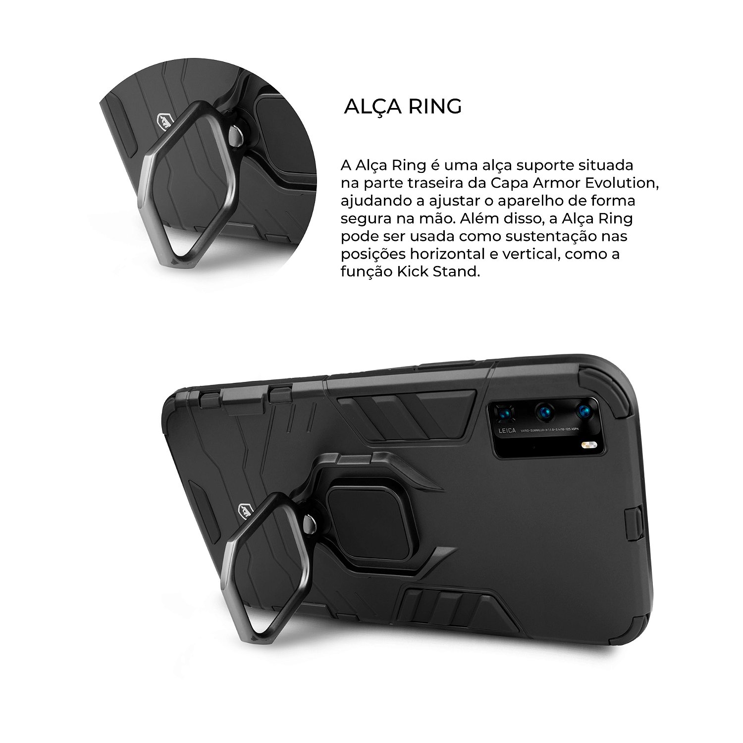 Capa para Huawei P40 - Defender Black - Gshield - foto 2