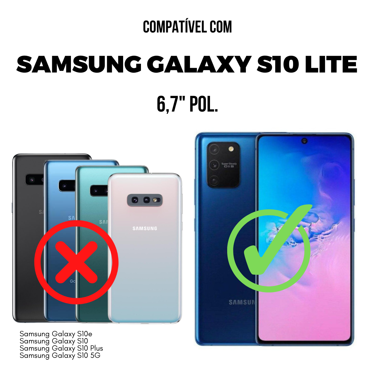 Película para Samsung Galaxy S10 Lite - Defender Glass Preta - Gshield