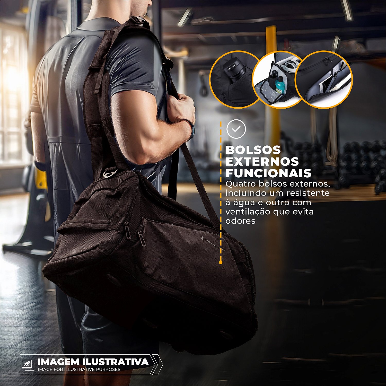 Bolsa de Academia Fitness Mala de Viagem - Mochila Running - Gshield