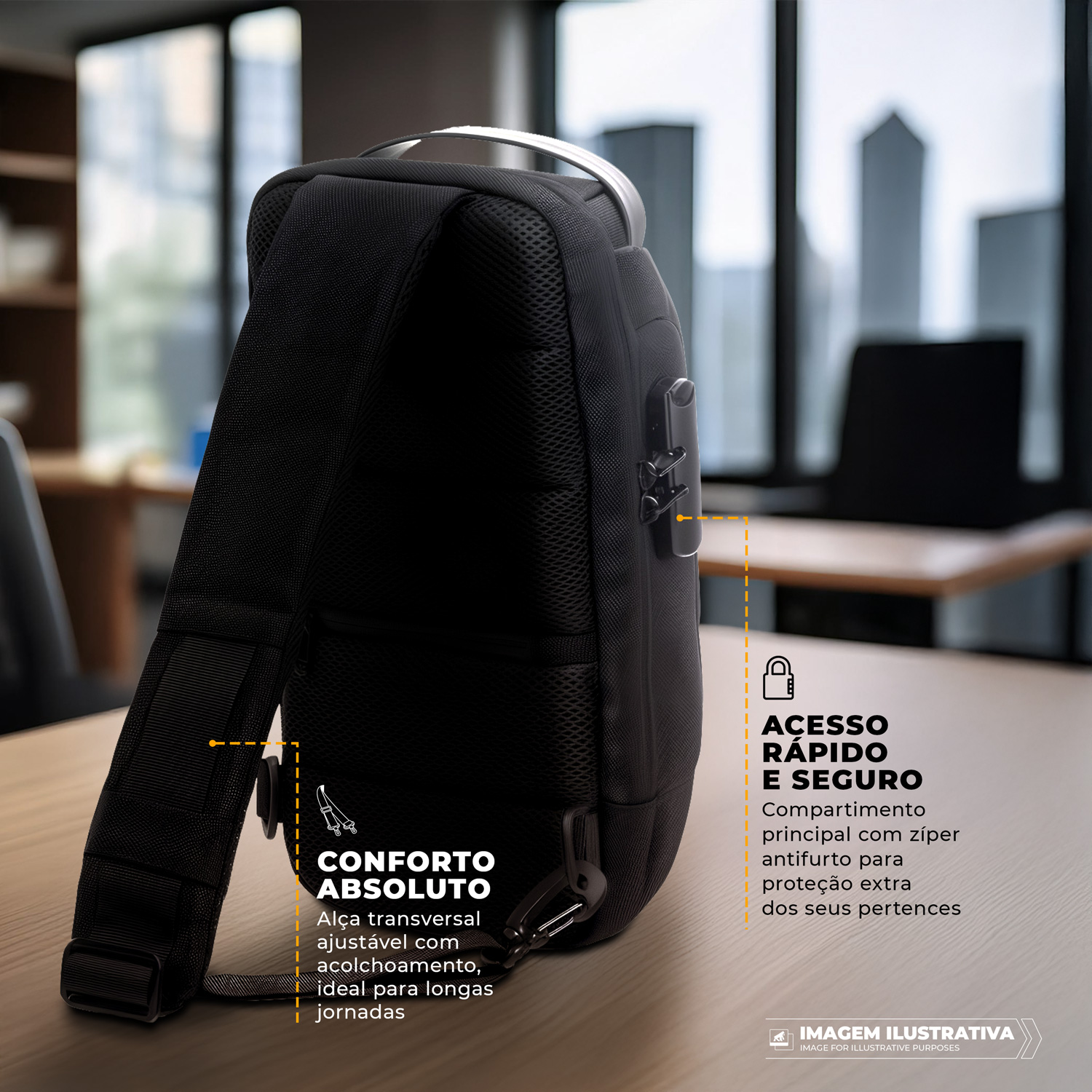 Mochila Transversal de ombro Locker - com antifurto - Gshield - foto 3