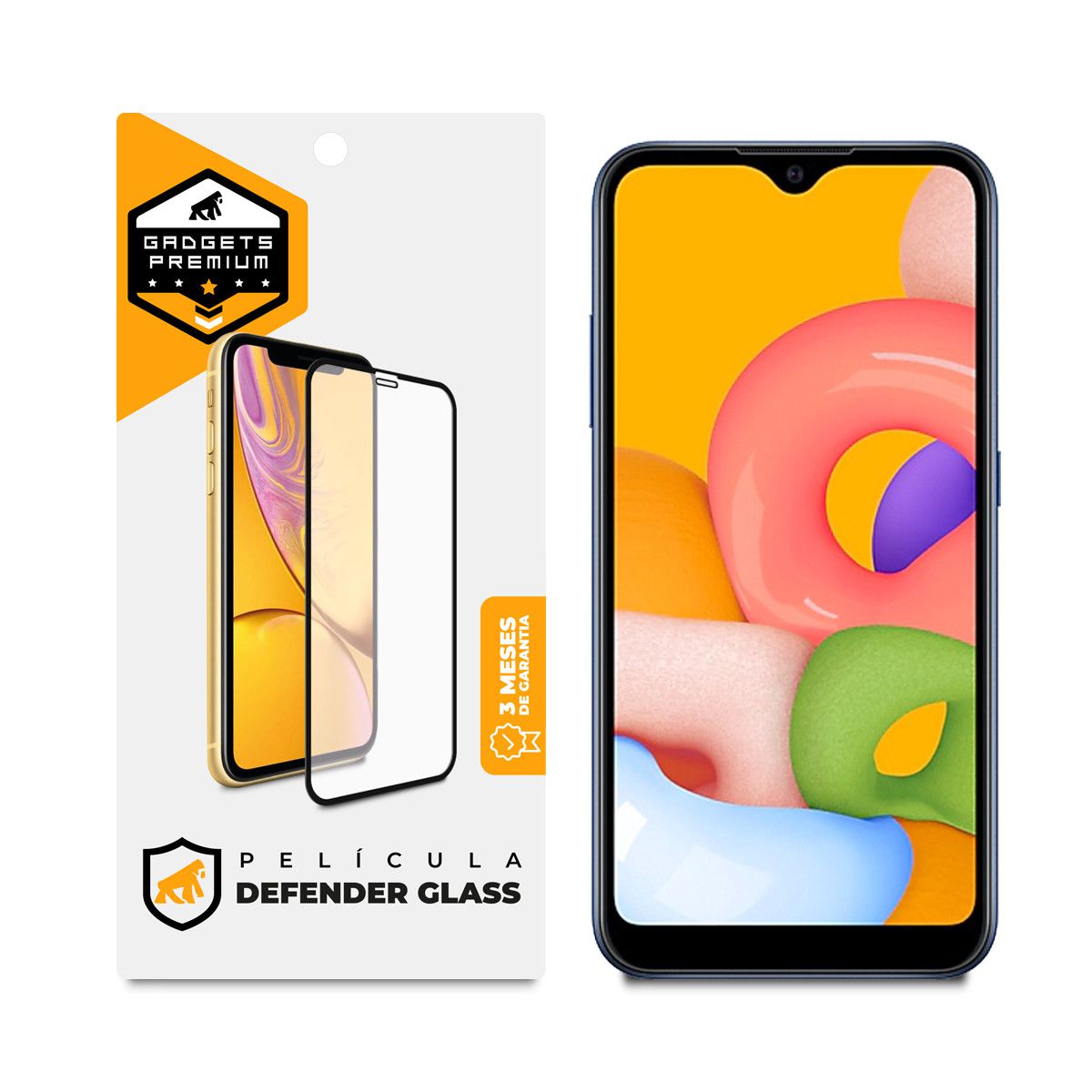 Película para Samsung Galaxy A01 - Defender Glass Preta - Gshield