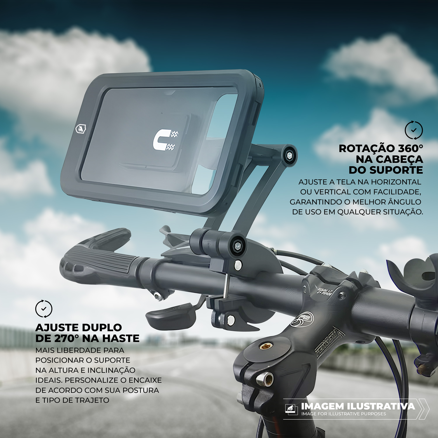 Suporte para Moto, Bicicleta, Bike - à prova d'água e com rotação 360º - Dual Tech - Pequenos Defeitos -Gshield - foto 3