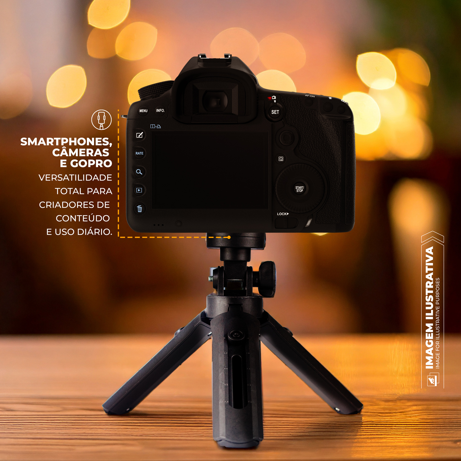 Suporte Tripé para Celular e Câmera - Ajustável, Leve e Dobrável para Mesa e Vídeos - Atomic - Gshield - foto 2