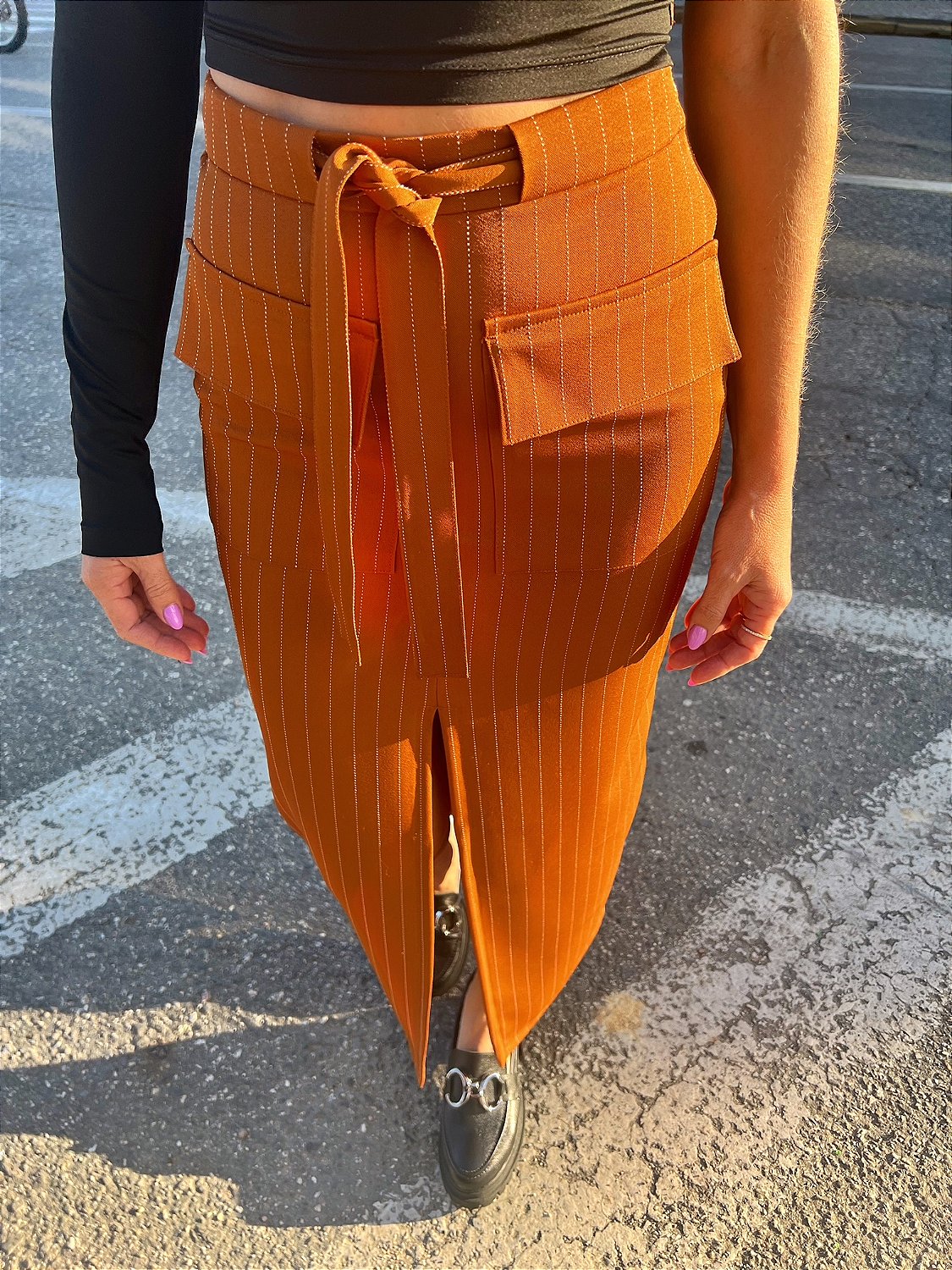 Saia Giz Ocre Alongada Mini Moni Mini Moni