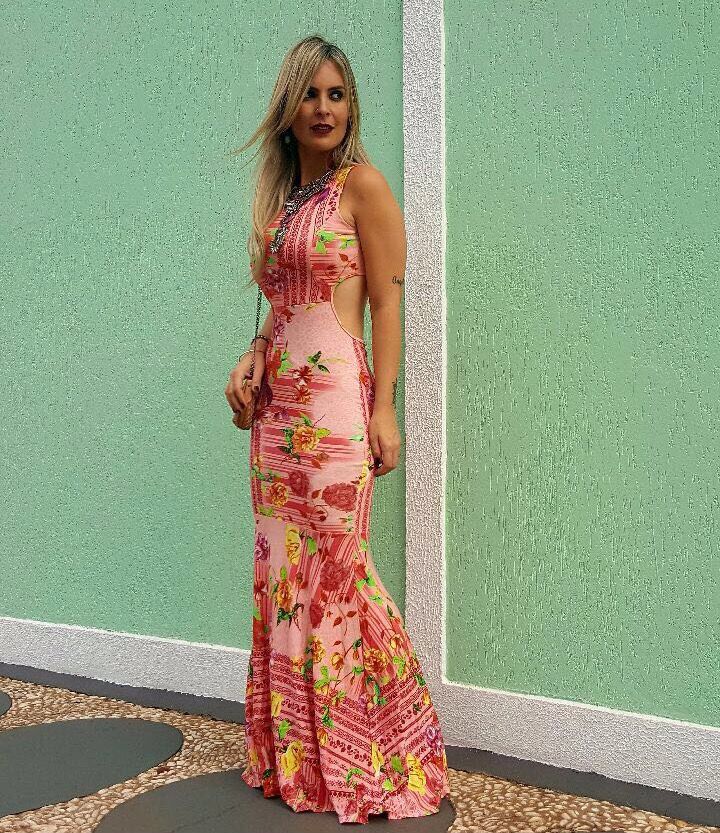Vestido sereia ros com estampa floral - Madame Ninna - loja online de  roupas femininas