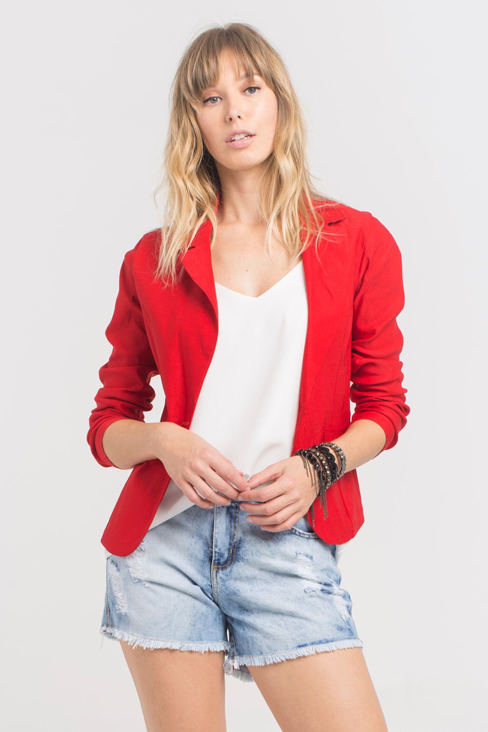 Blazer em bengaline na cor vermelho Madame Ninna loja online