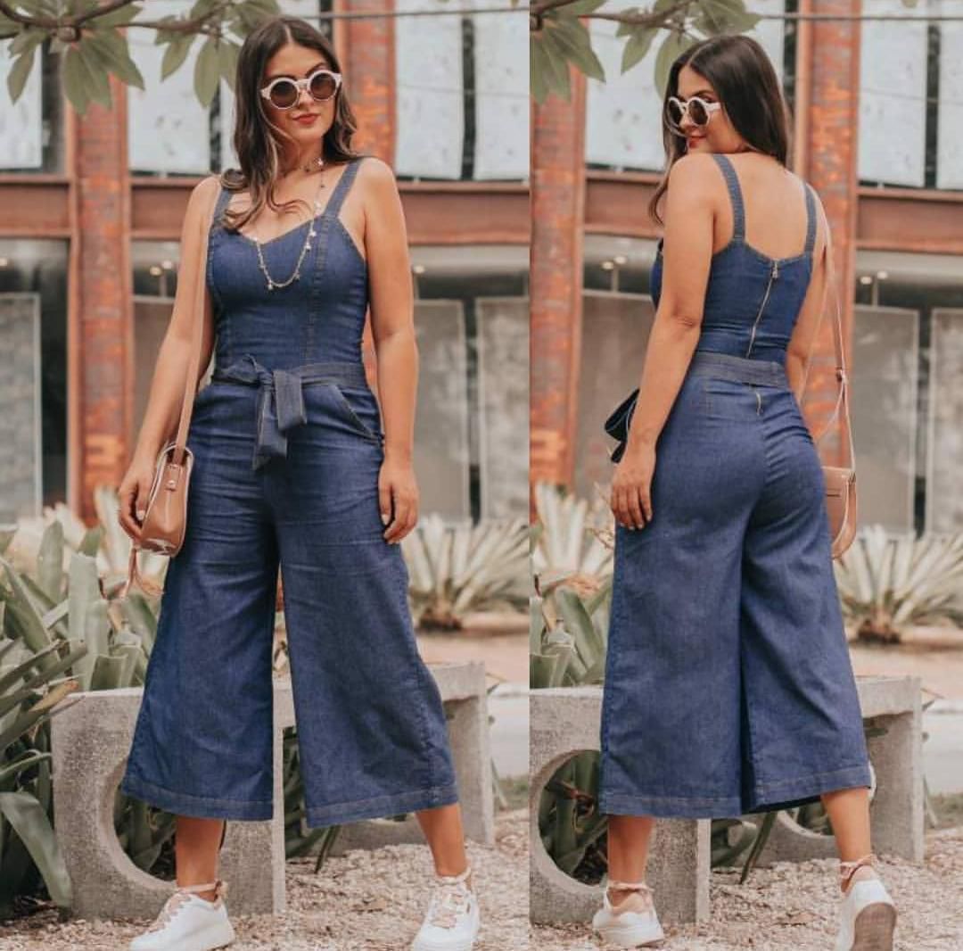 Macacão pantacourt jeans com modelagem perfeita - Madame Ninna - loja  online de confeccções femininas