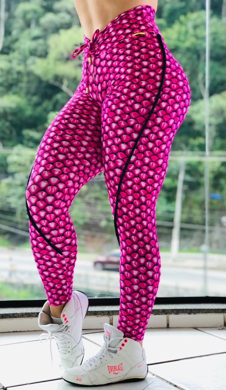 LEGGING EMPINA BUMBUM TEXTURE STEEP GRAFITE COM ROSA