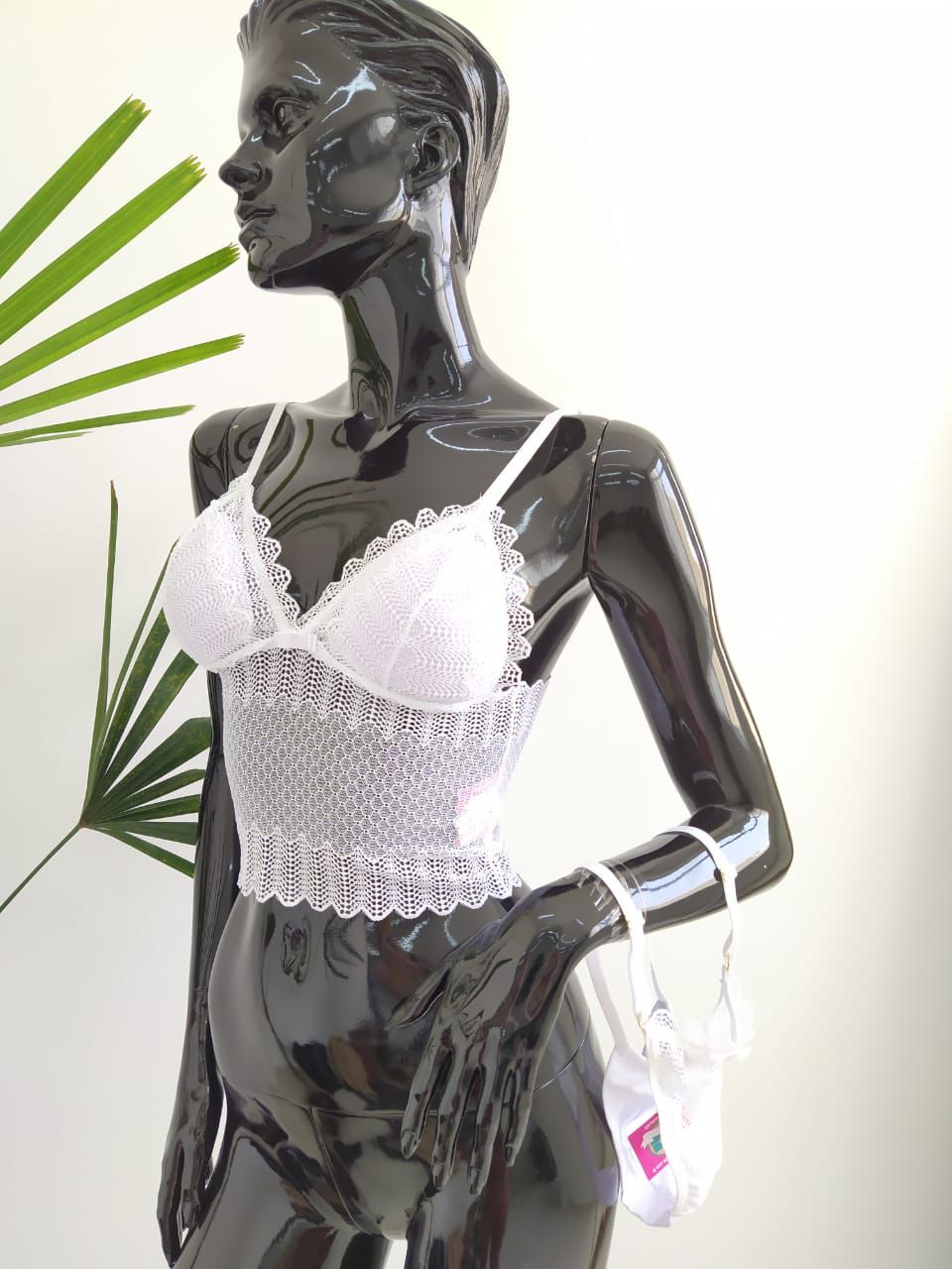 Conjunto de lingerie cropped renda pavão - Branco - Madame Ninna - loja  online de confeccções femininas
