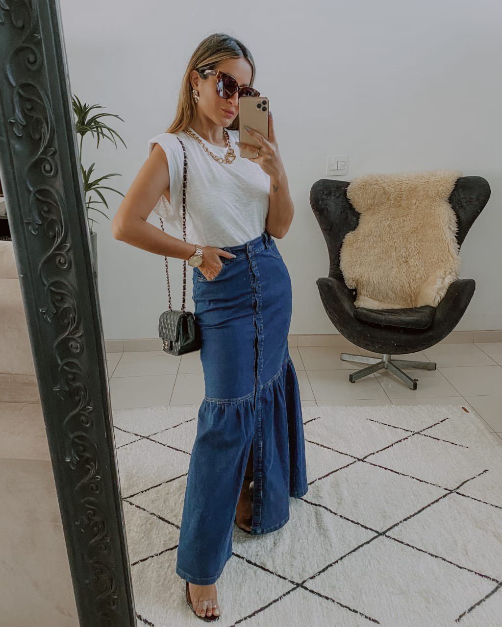 Saia Jeans Longa Botões - Madame Ninna - loja online de confeccções  femininas