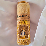 Vela refil - Nossa Senhora Aparecida - Offwhite com folha de ouro