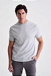 Camiseta Tricot Canelada - Cinza