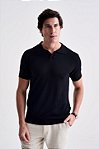 Polo Tricot Gola V - Preto