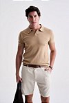 Polo Tricot Gola V - Bege