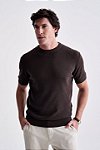 Camiseta Tricot Texturizada - Marrom