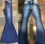 Calça jeans mega flare - Madame Ninna - loja online de confeccções femininas
