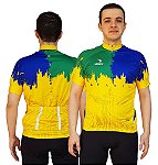 CAMISA CICLISMO MASCULINA BRASIL SÓDBIKE, PROTEÇÃO SOLAR 20, ZIPER FULL
