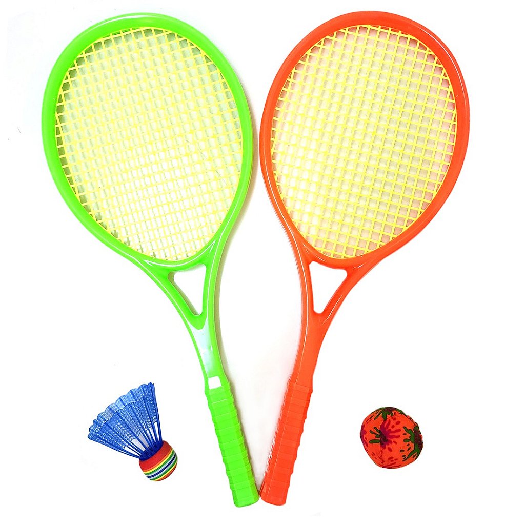 Sosoport 1 Conjunto Jogo De Tênis Infantil Raquete De Badminton Infantil  Peteca De Badminton Conjunto De Mini Badminton Rolha De Badminton Plástico