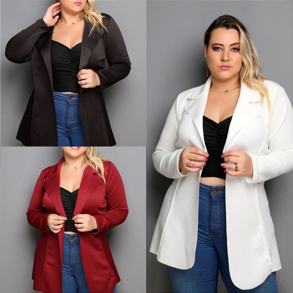 Blazer feminino hot sale neoprene plus size