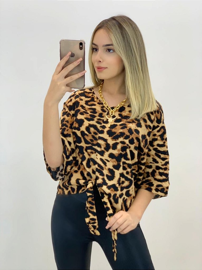 Camisa viscose onça Outlet