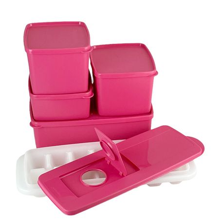 TUPPERWARE 食品保存容器 5点セット ピンク Tupperware Kit Freezer Rosa 5 Pecas - Loja Tupperware ChefeWare