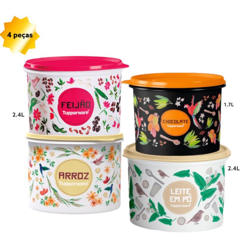 Tupperware Caixa Floral Kit 4 Pecas - Loja Tupperware ChefeWare