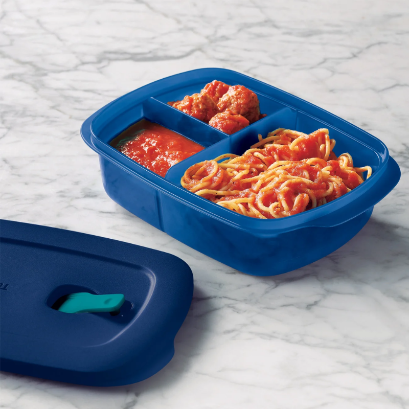 Tupperware® Cristalwave Retangular com Divisórias Azul 1L - Loja