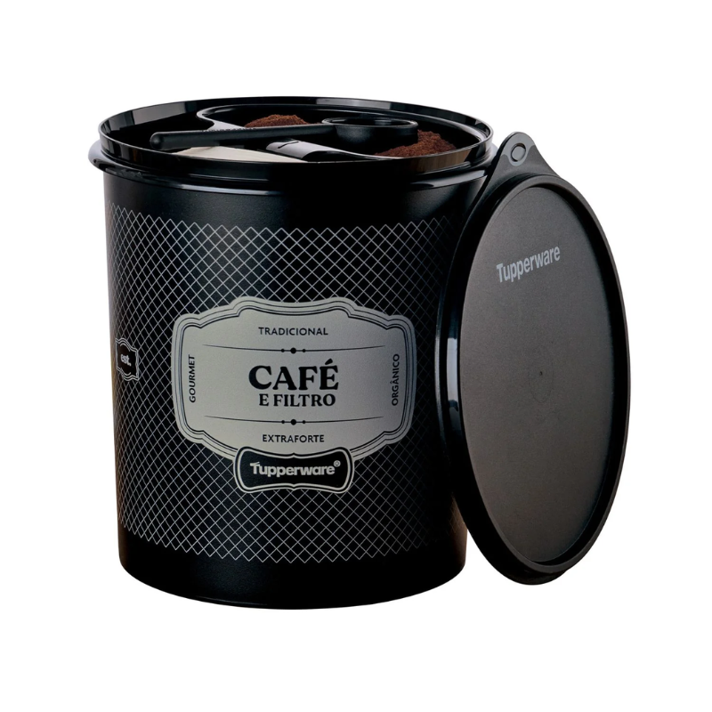 Tupperware Caixa Café e Filtro Essences Preto 500g e 30 Filtros