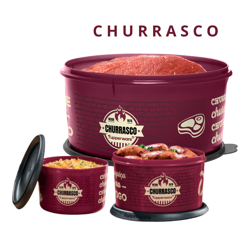 Tupperware Kit Churrasco Sabor na Brasa 3 Pecas - Loja Tupperware