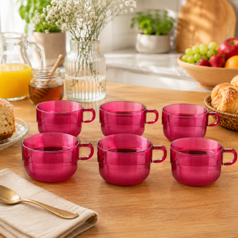 Tupperware Kit Xicara Premier 185 ml Policarbonato Vermelho 6