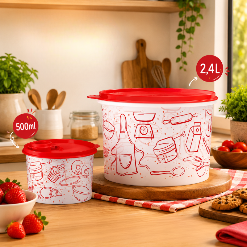 Tupperware Kit Tupper Caixa Receitas 2,4Litros e 500ml - Loja