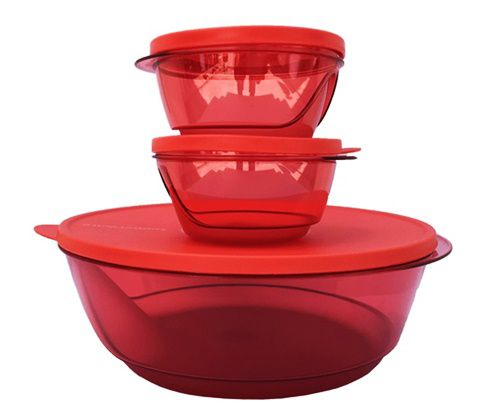 Tupperware Tigelas Design Vermelha 3 Pecas - Loja Chefe Tupperware