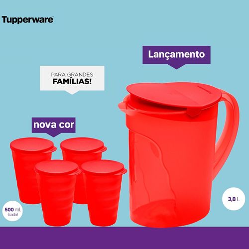 Tupperware Jarra Murano 3,8 Litros e Copos 500ml - Loja Chefe Tupperware