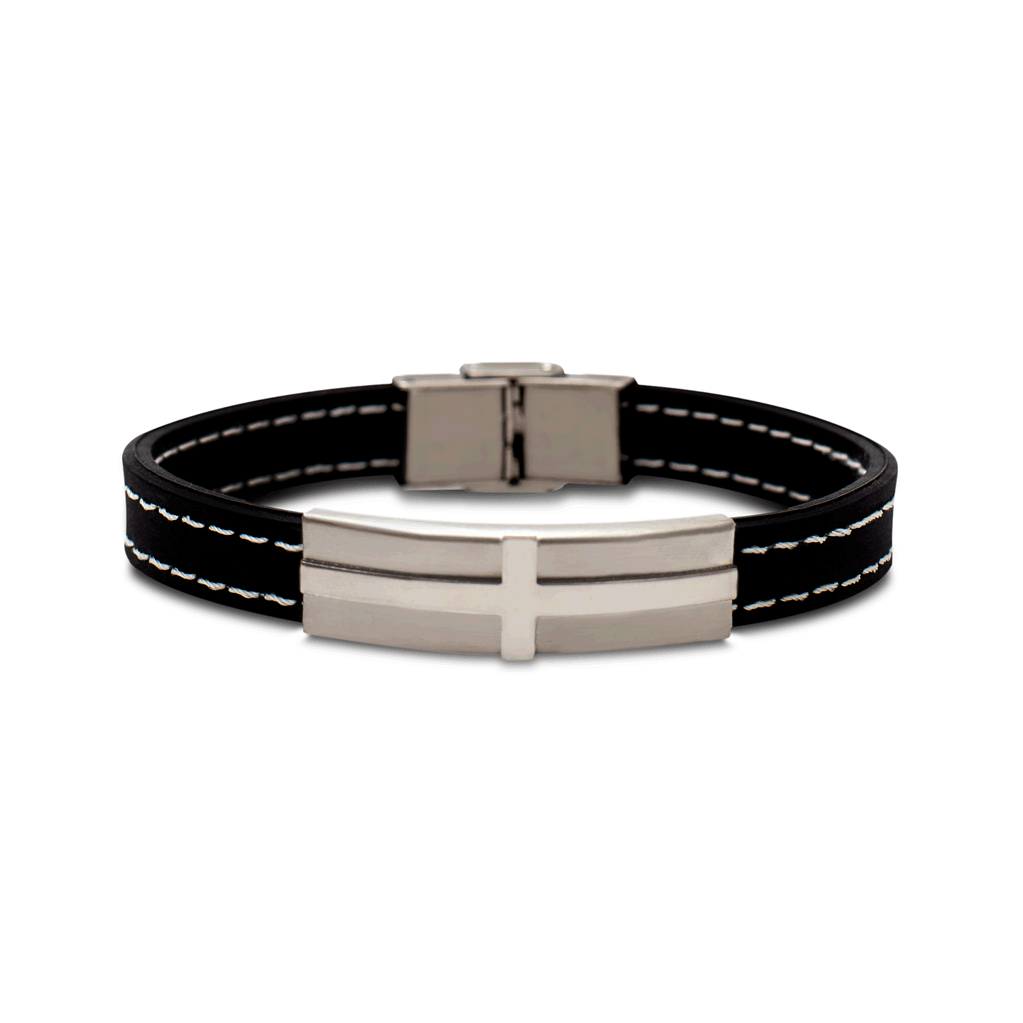 Pulseira de silicone medieval com cruz vintage