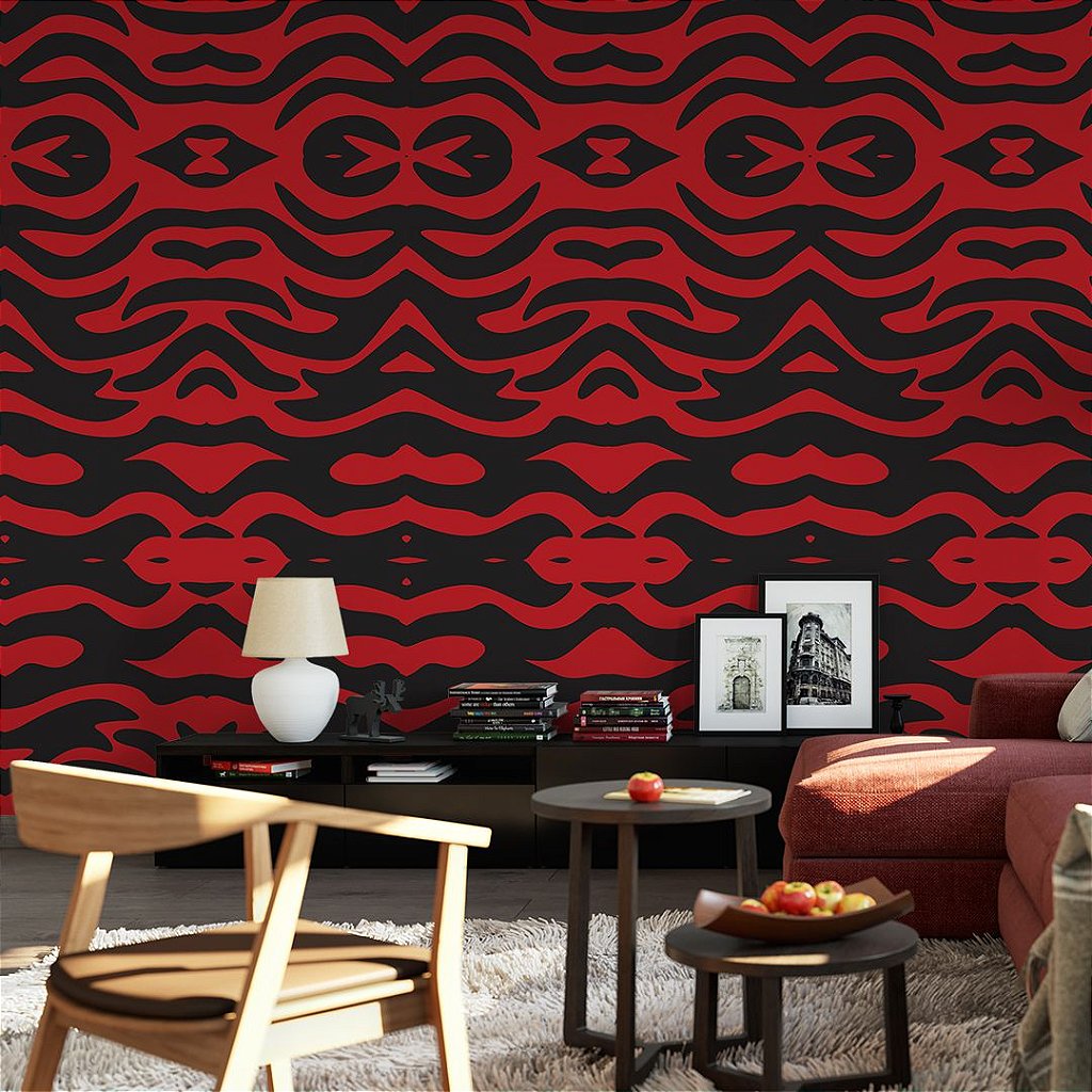 Papel de parede xadrez vermelho e preto