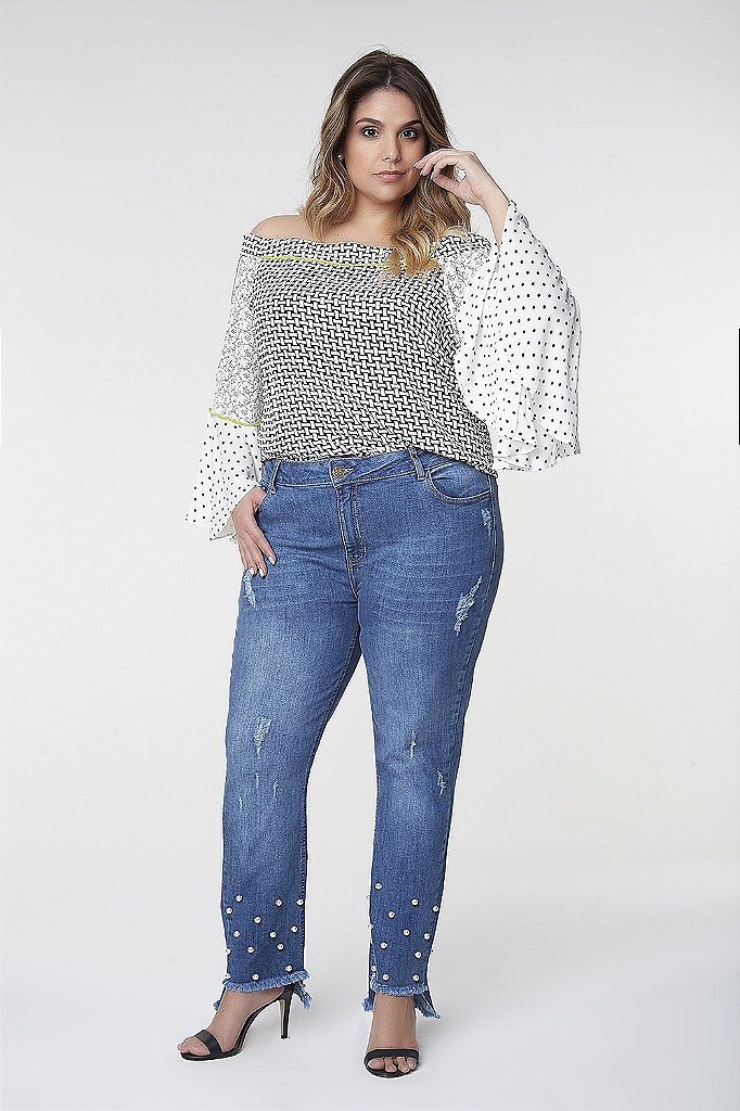 Blusa Blusa Ombro a Ombro Com Mangas Flare Cordatto