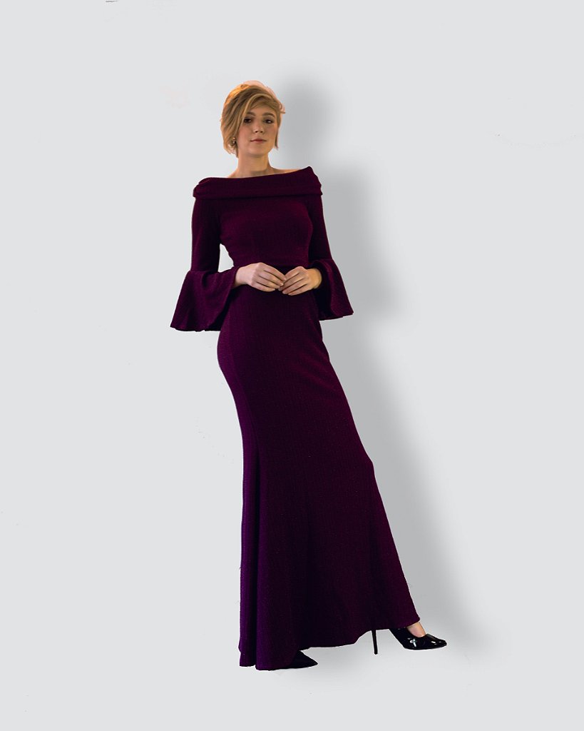 vestido lurex roxo